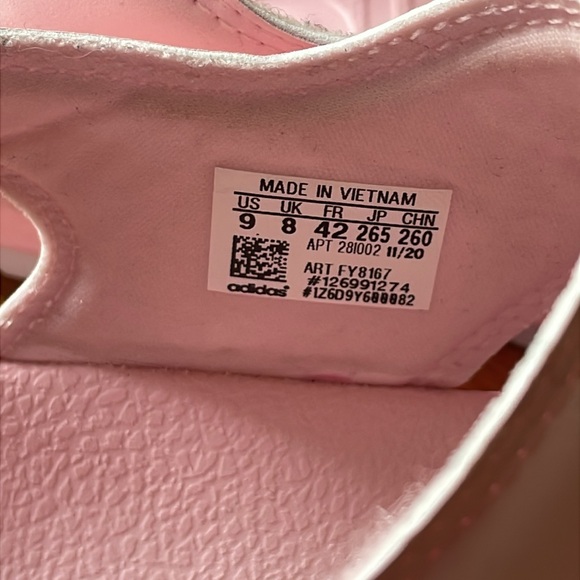 Adidas Adilette Sandals (Clear Pink/Cherry Metallic/Cloud White) Velcr Straps - Picture 3 of 8